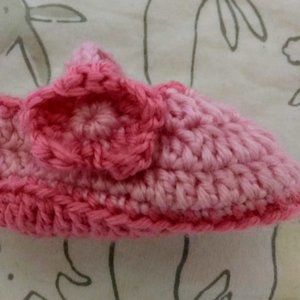 Crocheted Mary-Jane Baby Girl Booties 6M